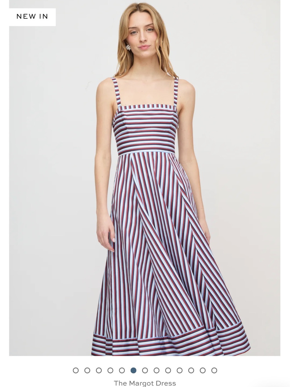 Hill House Margot Dress in Firecracker Stripe Midi Sundress in Navy and White - Picture 2 of 8